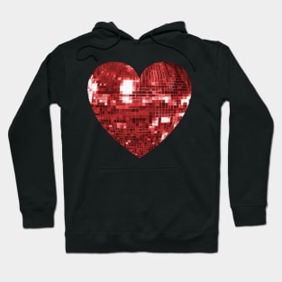 Mirrored Red Disco Ball Heart Hoodie